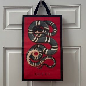 Gucci Red and Black Snake Design Shopping Bag